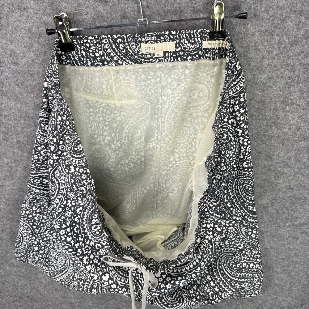 Onia Swim Trunks XXL Navy White Paisley Nylon Mesh Lined Spanish Fabric Shorts
